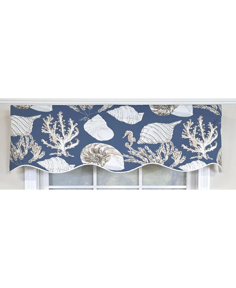 Rlf Home 100% Cotton Seascape Provance Fully lined Windows Rod Pocket Valance 50" x 15" Blue