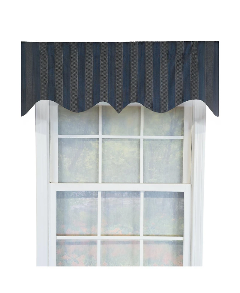 Rlf Home 100% Cotton Bronte Regal With Poly/Cotton Ivory lining Rod Pocket Valance 50" x 16" Navy