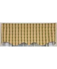Rlf Home 100% Cotton Cherry Squares Regal With Poly/Cotton lining Rod Pocket Valance 50" x 15" Green