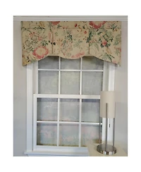 Rlf Home 3" Rod Pocket High Quality Fabric Hortencia Mandy Valance for Windows 50" x 17" Beige