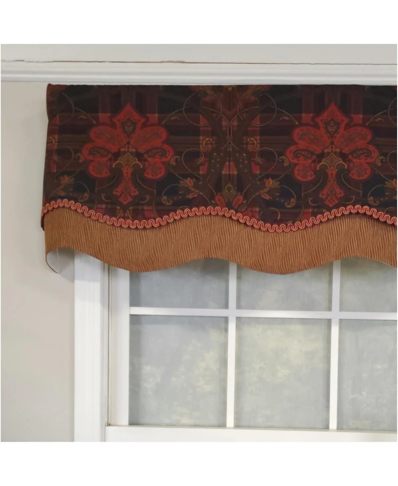 Rlf Home 3" Rod Pocket High Quality Fabric Espadas Glory Valance for Windows 50" x 16" Burgundy