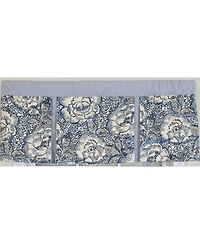 Rlf Home 100% Cotton Peony Ball Pleated Unlined Windows Rod Pocket Valance 50" x 17" Blue