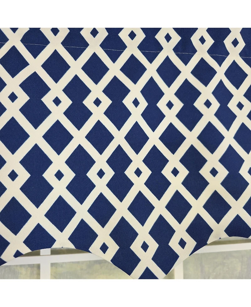 Rlf Home 100% Cotton Jewel Regal Fully lined Windows Rod Pocket Valance 50" x 17" Navy