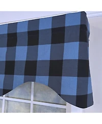 Rlf Home 100% Cotton Barnyard Check Cornice Fully lined Windows Rod Pocket Valance 50" x 17" Blue
