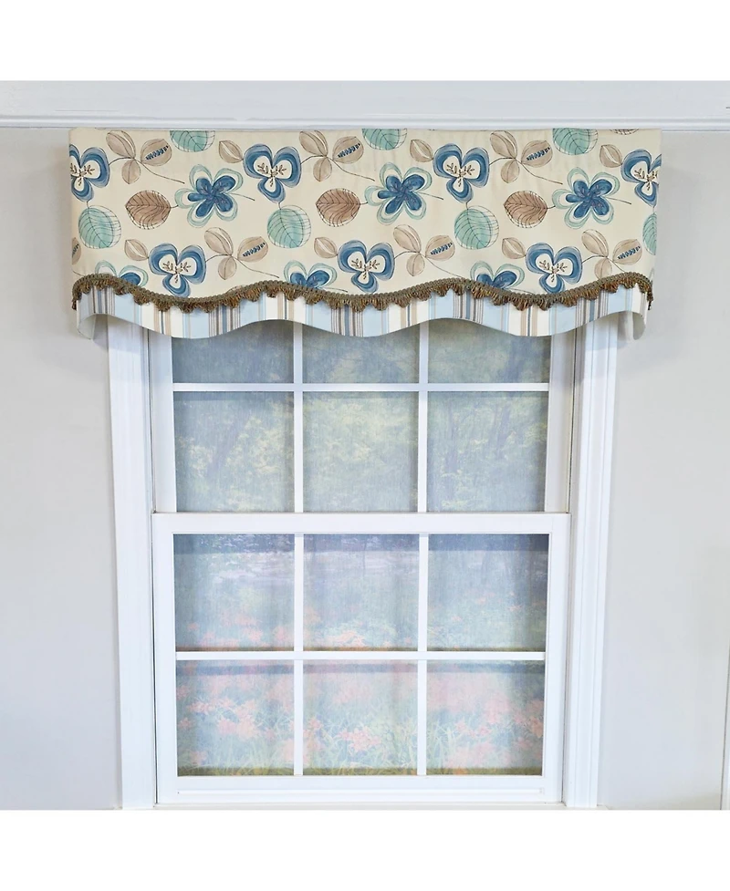 Rlf Home 100% Cotton Jolly Glory Fully lined Windows Rod Pocket Valance 50" x 16" Cream