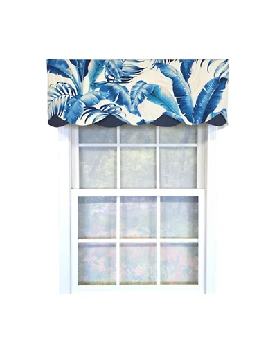 Rlf Home 100% Cotton Plantain Petticoat Fully lined Windows Rod Pocket Valance 50" x 15" Navy