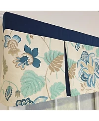 Rlf Home 100% Cotton Samanta Pleated Unlined Windows Rod Pocket Valance 50" x 17" Blue