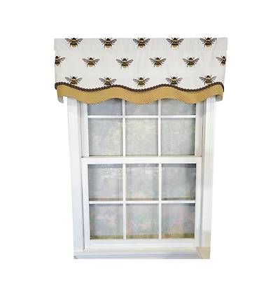 Rlf Home Busy Bee Glory 3" Rod Pocket Lining Luxurious and Elegant Window Treatment Valance 50" x 16" Honey