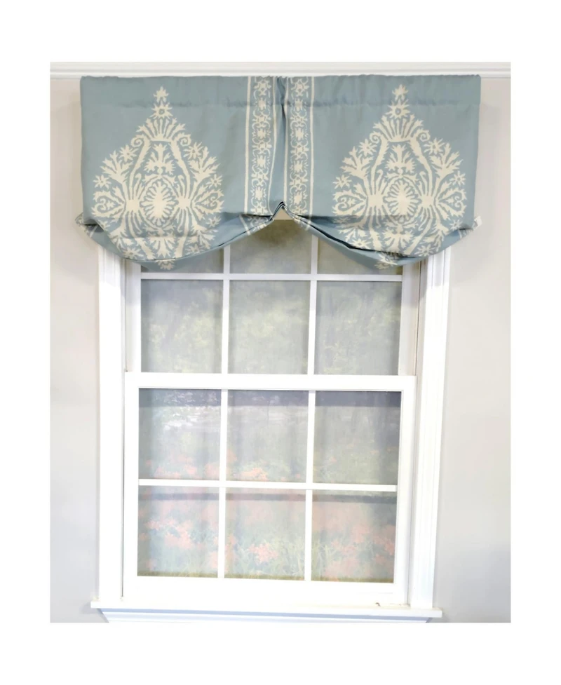 Rlf Home 3" Rod Pocket High Quality Fabric Nora Stationary Balloon Valance for Windows 50" x 23" Blue