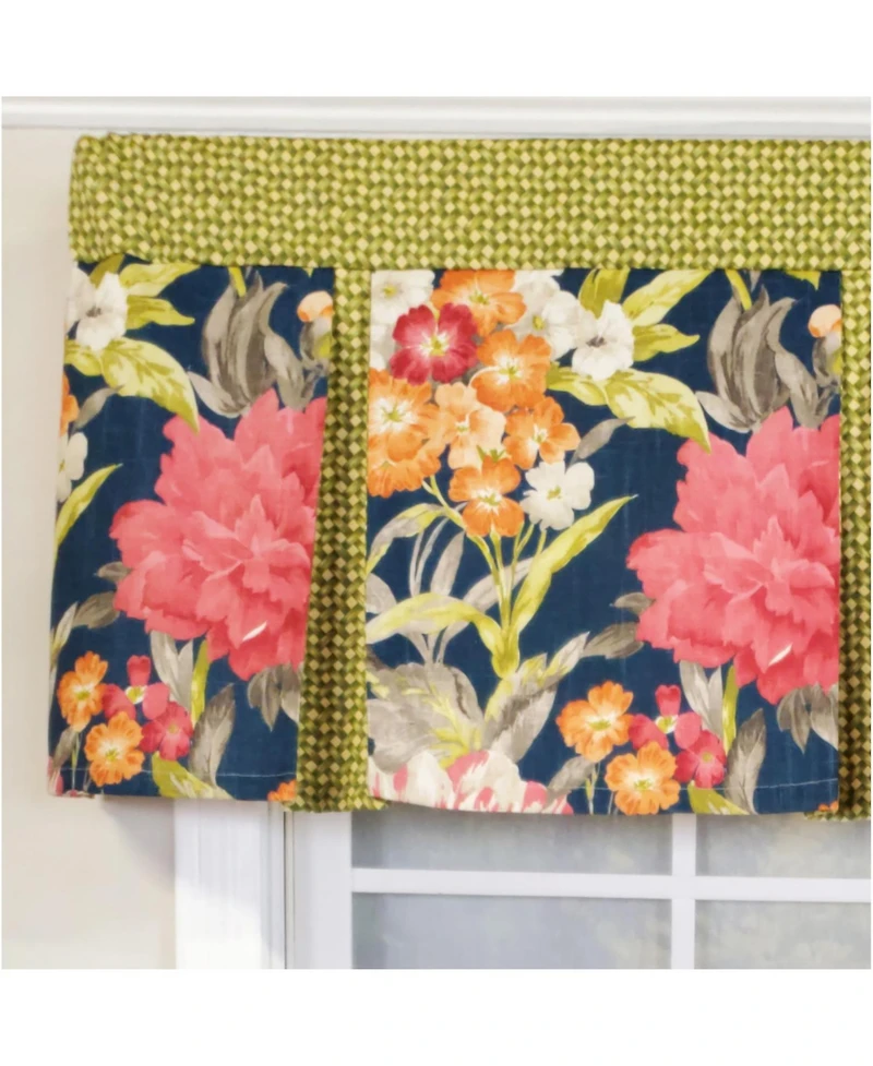 Rlf Home 3" Rod Pocket High Quality Fabric Queen's Favor Pleated Valance for Windows 50" x 16" Marine