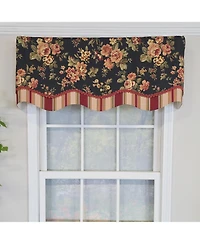 Rlf Home 100% Cotton Lancaster Glory Fully lined Windows Rod Pocket Valance 50" x 16" Black