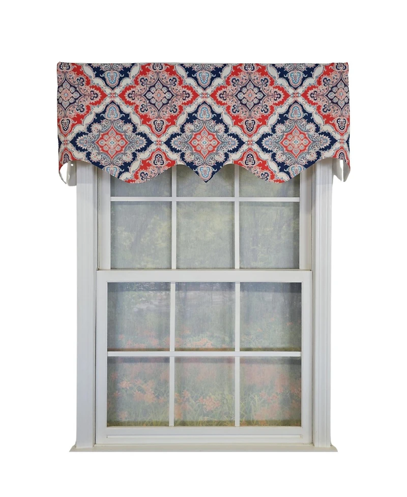 Rlf Home 100% Cotton Coventry Regal Fully lined Windows Rod Pocket Valance 50" x 17" Navy