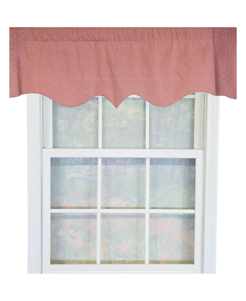 Rlf Home 100% Cotton Gingham Regal With Poly/Cotton Ivory lining Rod Pocket Valance 50" x 16" Red