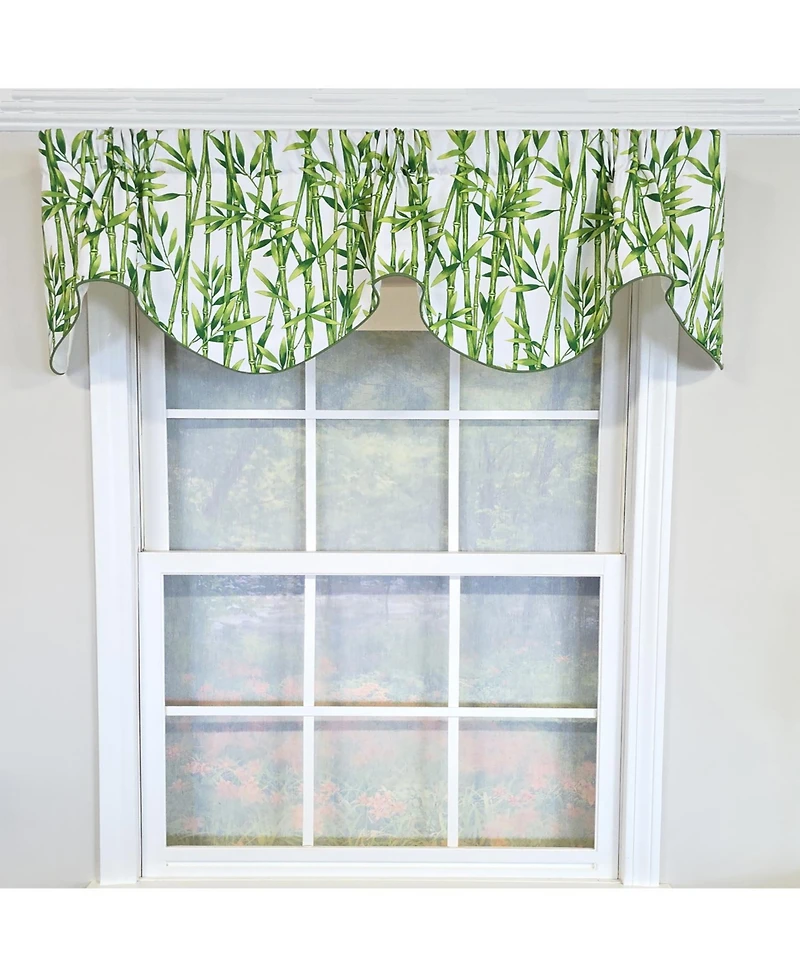 Rlf Home 100% Cotton Bamboo Fluted Fully lined Windows Rod Pocket Valance 65" x 16" Green
