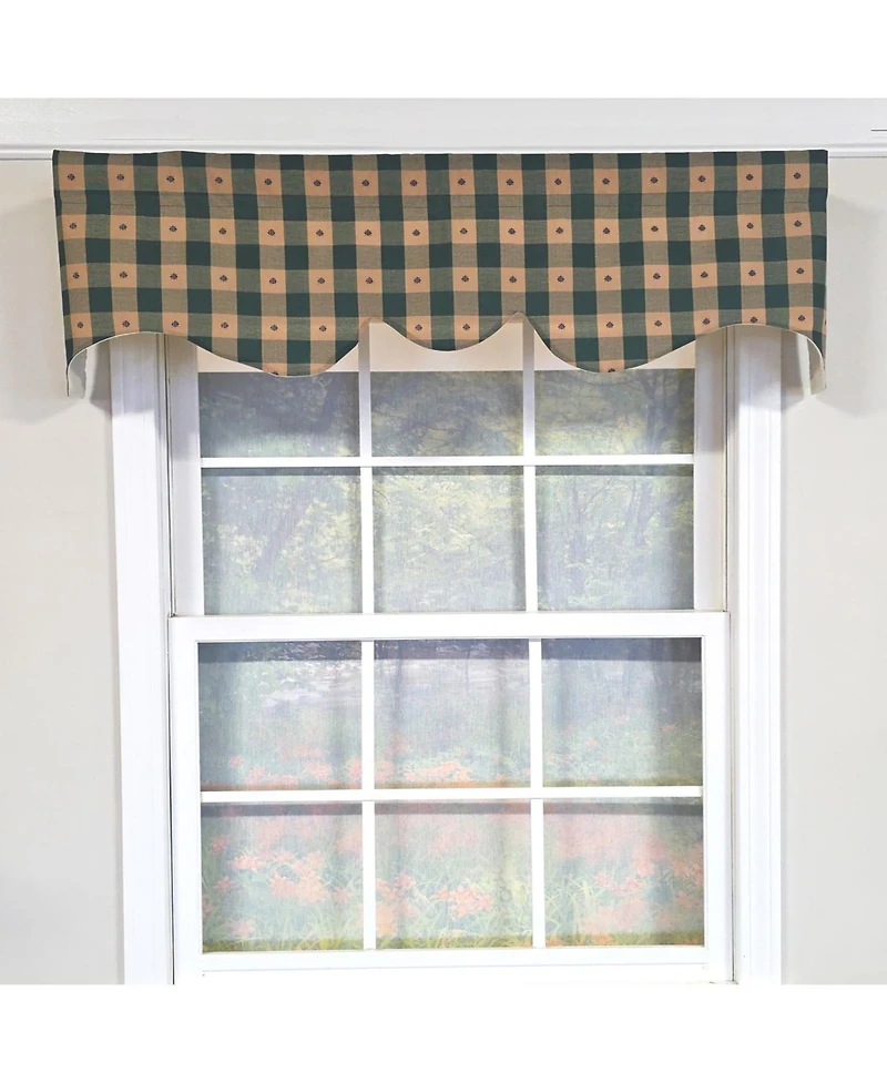 Rlf Home 100% PolyesterCollette Squares Shaped Fully lined Windows Rod Pocket Valance 51" x 15" Green