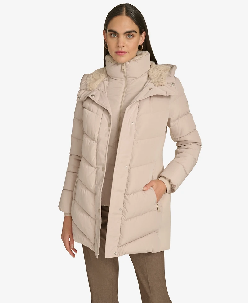 Calvin Klein Women's Lined Hooded Puffer Coat