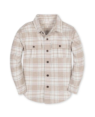 Hope & Henry Boys Organic Long Sleeve Flannel Shirt with Double Flap Pockets