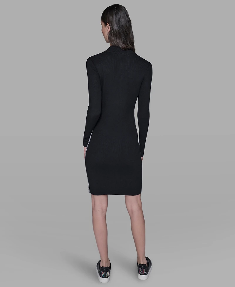 Karl Lagerfeld Paris Women's Logo Sweater Mock Neck Dress