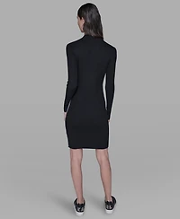 Karl Lagerfeld Paris Women's Logo Sweater Mock Neck Dress