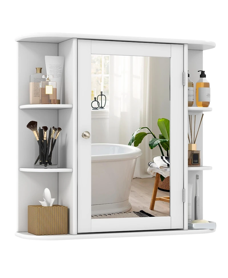 Gymax Bathroom White finish Multipurpose Mount Wall Surface Storage Cabinet Mirror