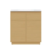 Swiss Madison 36" Freestanding Bathroom Vanity in Natural Oak with 3-Hole Widespread Sink Top