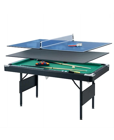 Boyel Living 3-in-1 Multifunctional Billiard Game Table for Pool, Table Tennis & Dining, Space-Saving Design