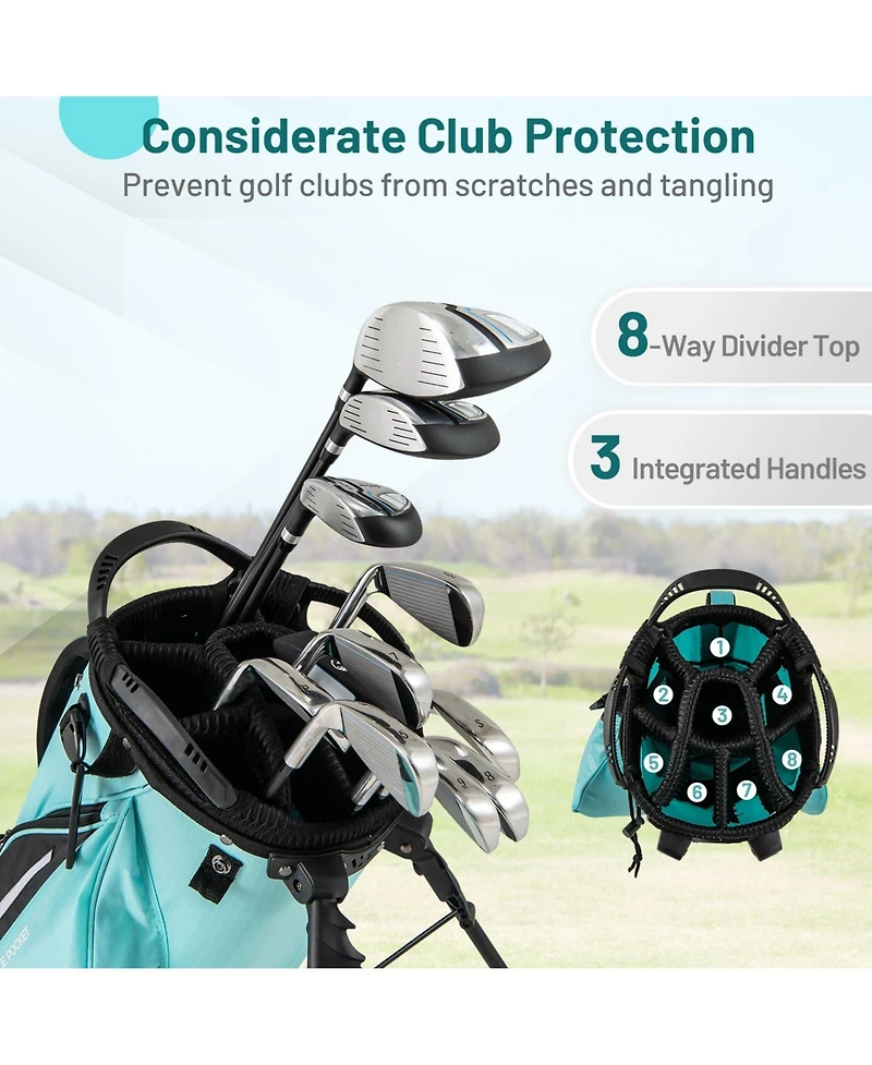 Mecale Golf Stand Bag Lightweight Golf Bag With 8 Way Top Dividers And 5 Zippered Pockets