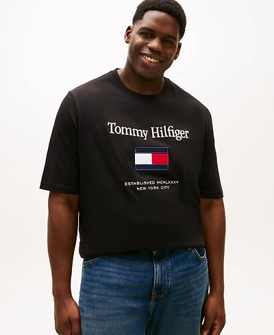Tommy Hilfiger Men's Big & Tall Embroidered Flag T-Shirt