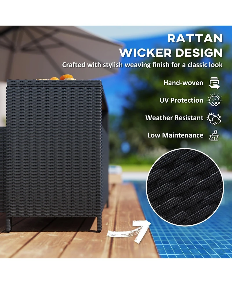 Outsunny Wicker Outdoor Storage Cabinet, Rat Buffet Sideboard,