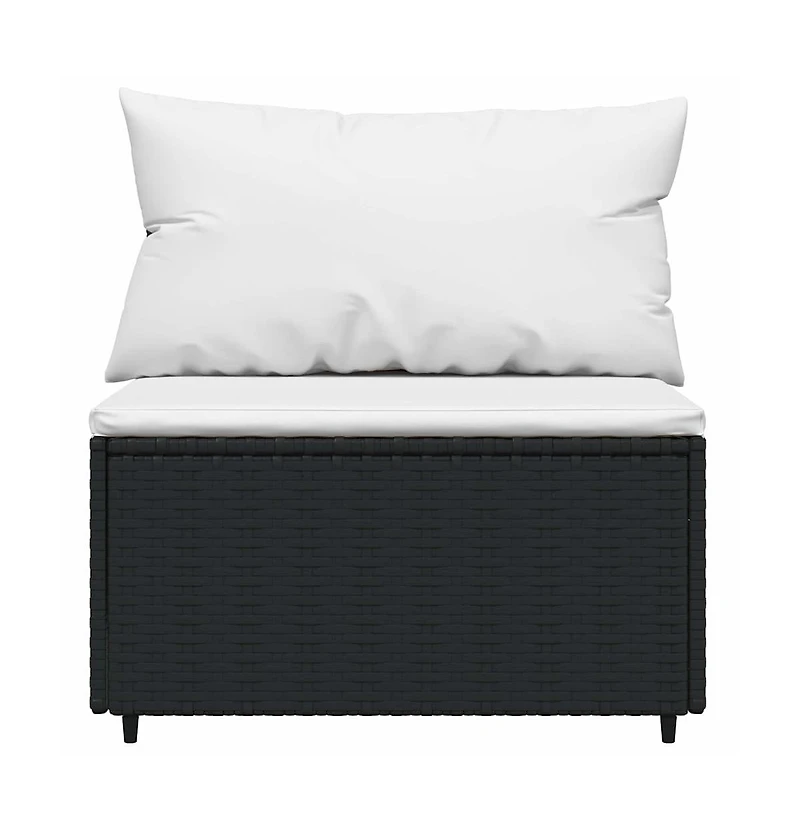 vidaXL 3 Piece Patio Lounge Set with Cushions Black Poly Rattan