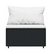 vidaXL 3 Piece Patio Lounge Set with Cushions Black Poly Rattan