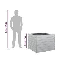 Garden Raised Bed 39.4"x39.4"x30.3" Galvanized Steel Silver