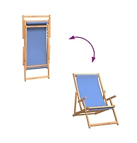 Folding Beach Chair Solid Wood Teak Blue