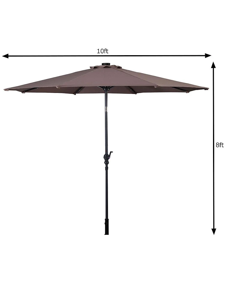 Costway 10ft Patio Solar Umbrella Led Market Steel Tilt W