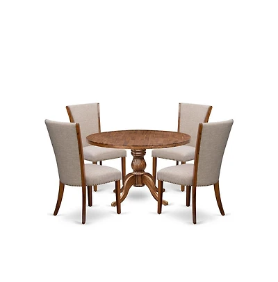 5 Piece Dinette Set For 4 Includes 48" Round Table In Light Tan Color