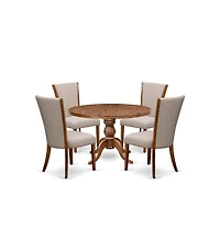 5 Piece Dinette Set For 4 Includes 48" Round Table In Light Tan Color