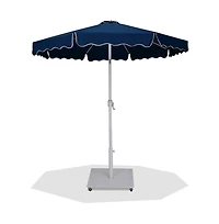 Meridian Furniture Amalfi Navy With Cream Piping / Matte Metal Patio Umbrella with Base Sets