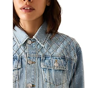 Steve Madden Women's Diamonde Long-Sleeve Collared Jacket