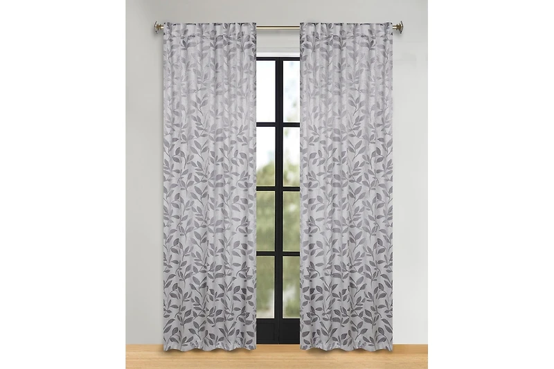 Superior Modern Leaves Room Darkening Grommet Top Curtain Panels