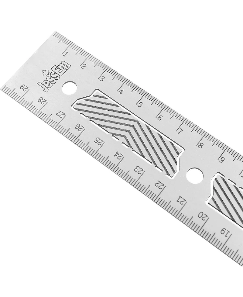JessEm 07415 Stainless Steel 300mm Precision Ruler with Patented Flex Grip and Fade Resistant Markings