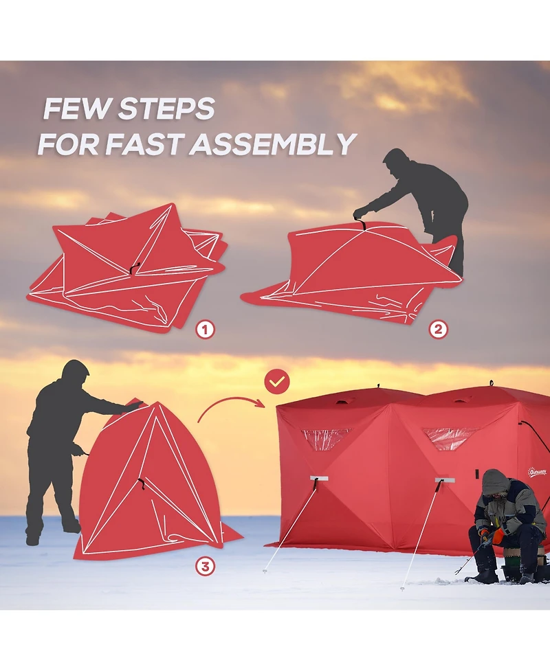 Outsunny 8 People Ice Fishing Shelter Pop-up Ice Fishing Tent,