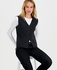 Eileen Fisher Women's Merino Wool V-Neck Button Vest