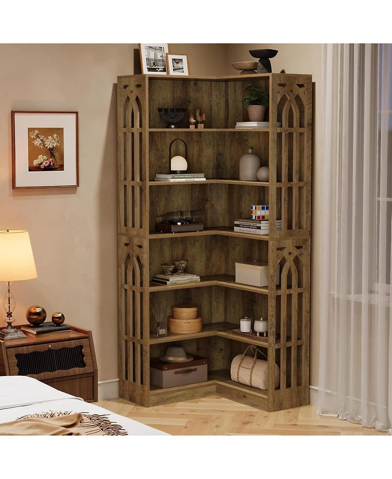 Tribesigns 6-tier Kitchen Pantry, 75.2" Tall Corner Shelf L-shaped Shelf, Large Corner Shelf Unit