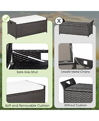 Sugift 34 Gallon Patio Storage Bench with Seat Cushion and Zippered Liner