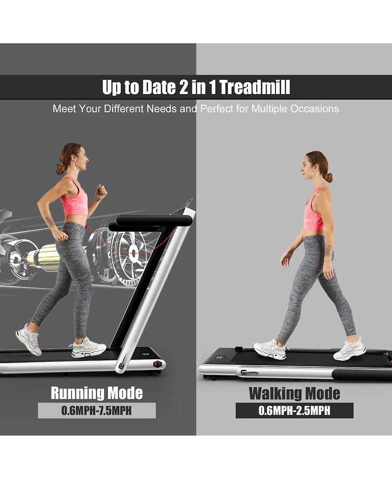 2.25HP 2 1 Folding Treadmill with App Speaker Remote Control