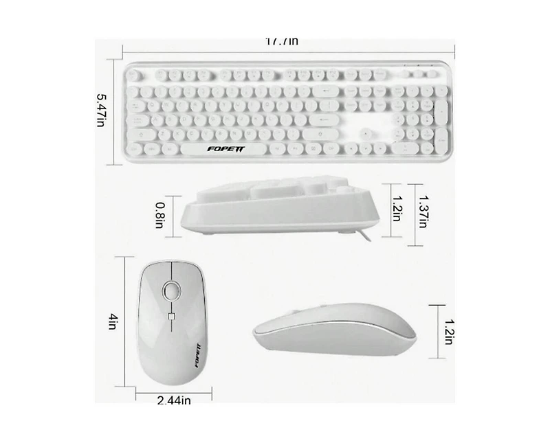Risokeys 2.4GHz Wireless Keyboard and Mouse Set (White)