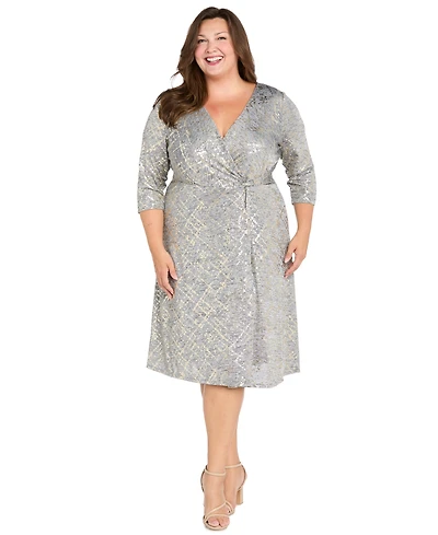 R & M Richards Petite Surplice Hankie Midi Dress
