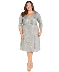 R & M Richards Petite Surplice Hankie Midi Dress