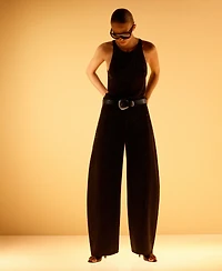 Mango Women's Oval Buckle Leather Belt