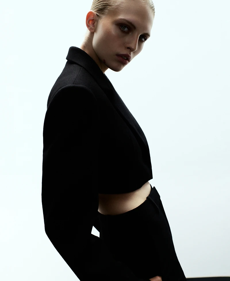 Mango Women's Cropped Wool Suit Blazer